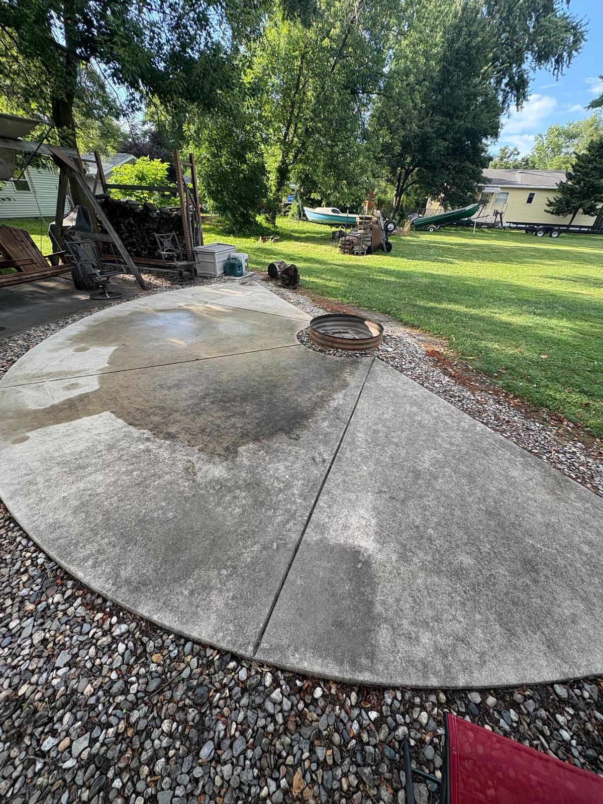 Dirty concrete surface before pressure washing