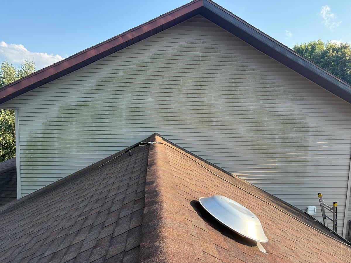 Weathered surface before exterior cleaning